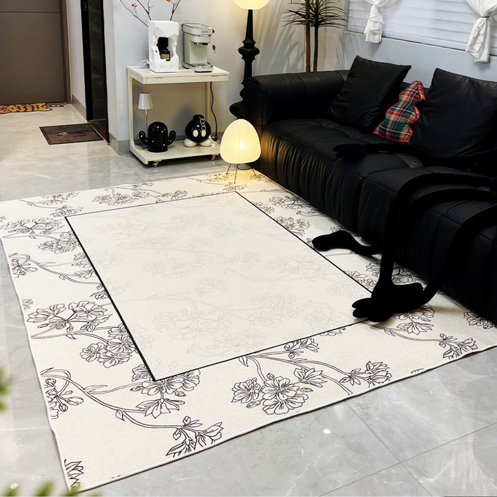 Monotone Flower Rug 