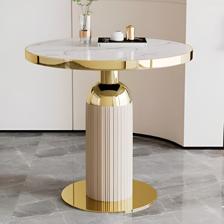 Marble-look round table AM015 