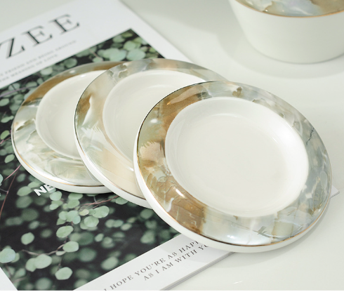 Marble pattern hotel-like round tea set 