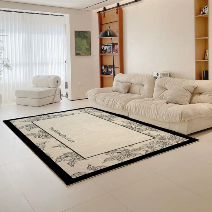 Monotone Flower Rug 