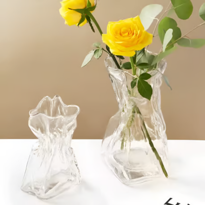 White glass wave flower vase AM029 