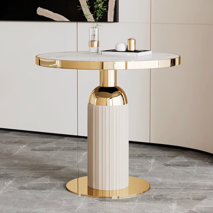 Marble-look round table AM015 