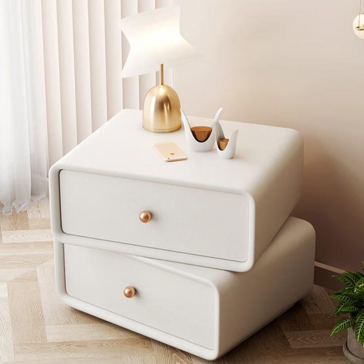 White leather side cabinet AM049 