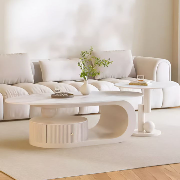 Cream White Marble Essence Coffee Table AM032 