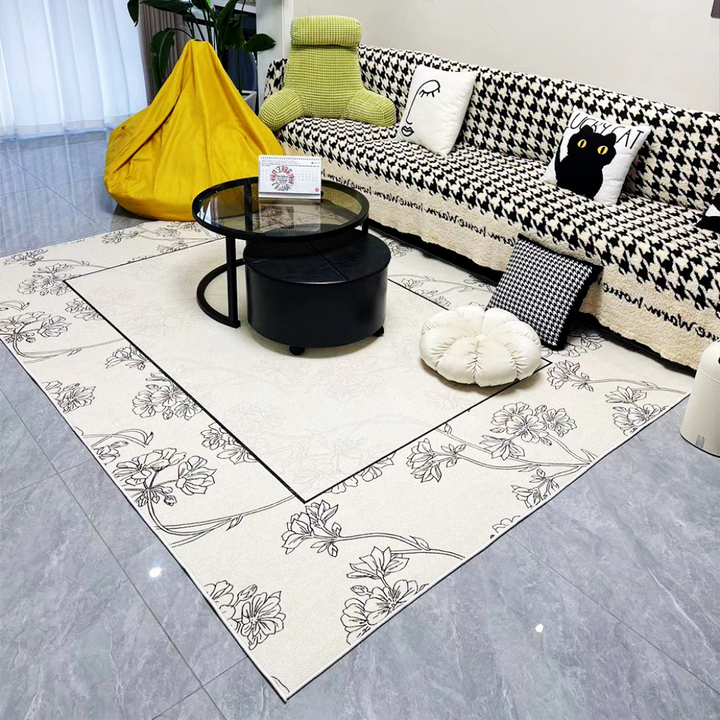 Monotone Flower Rug