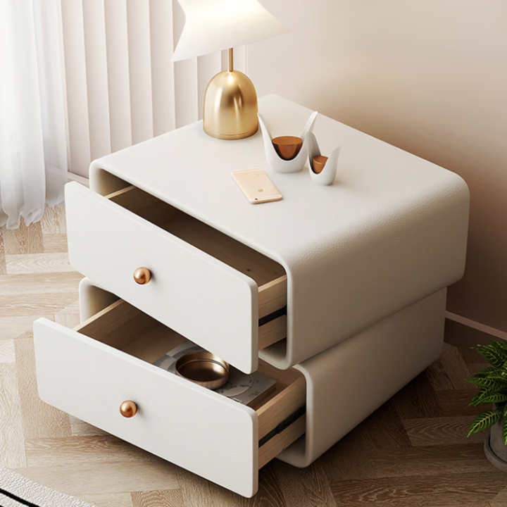 White leather side cabinet AM049 