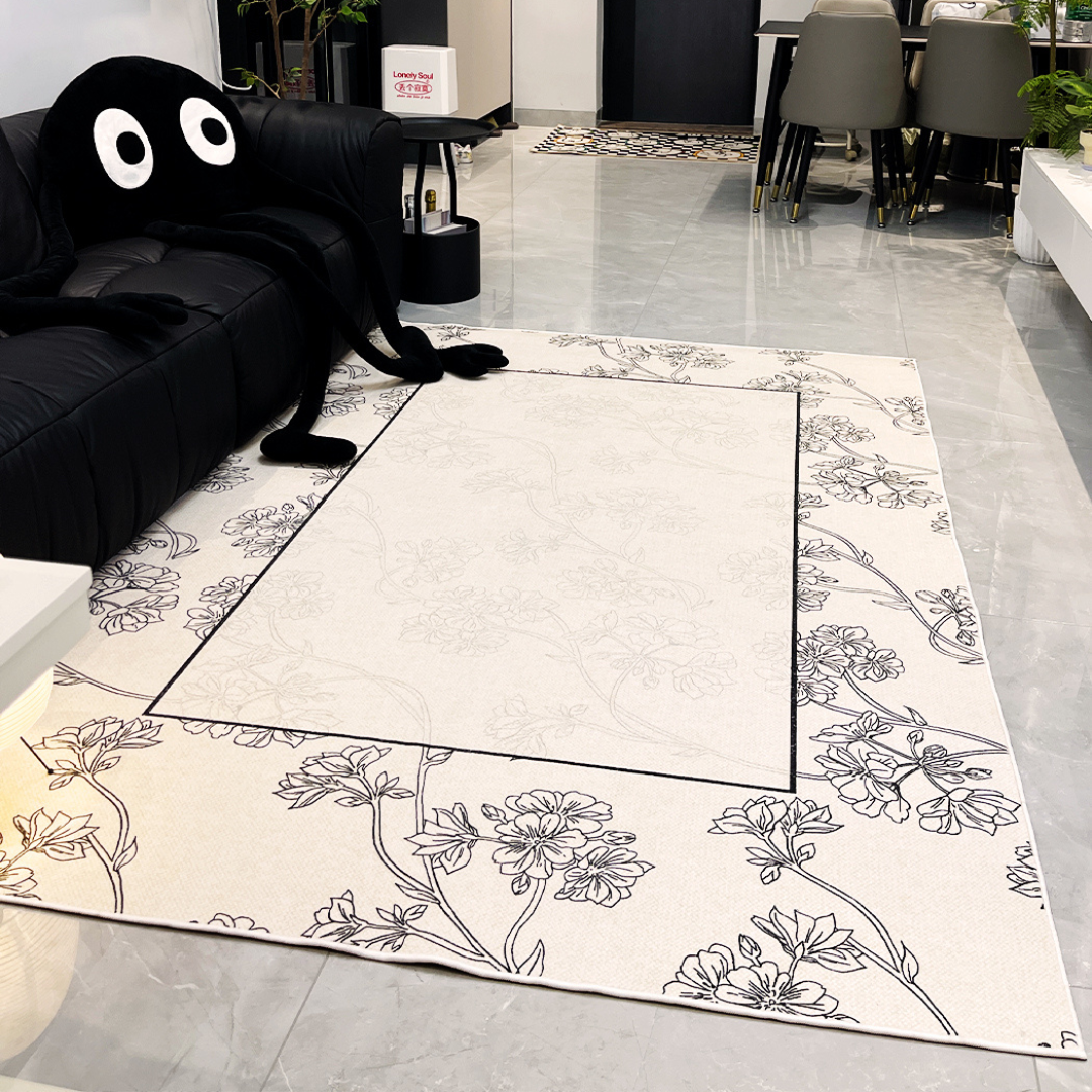 Monotone Flower Rug