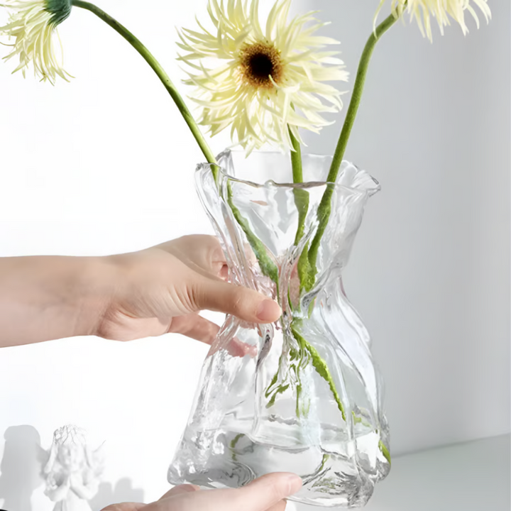 White glass wave flower vase AM029 