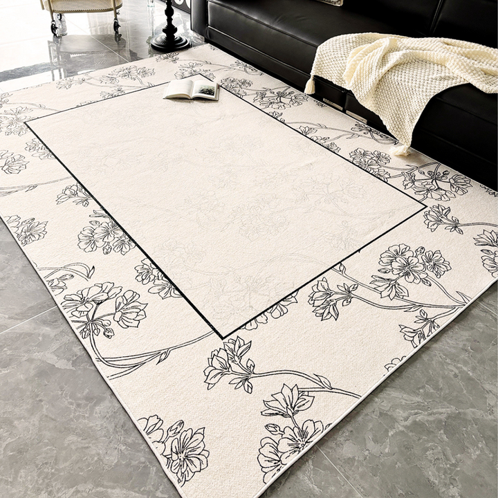 Monotone Flower Rug 