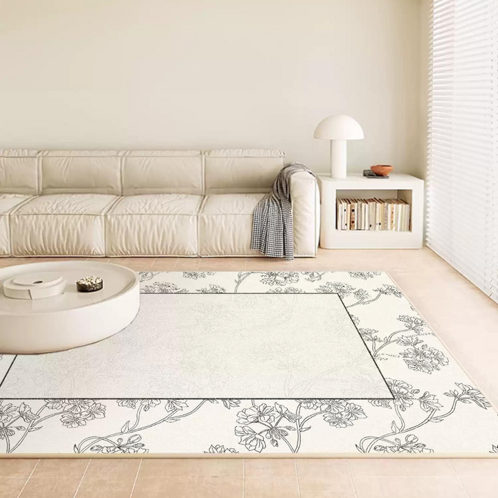 Monotone Flower Rug 