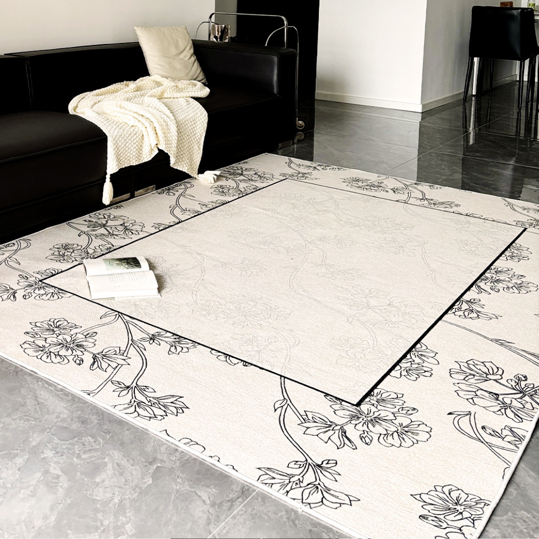 Monotone Flower Rug