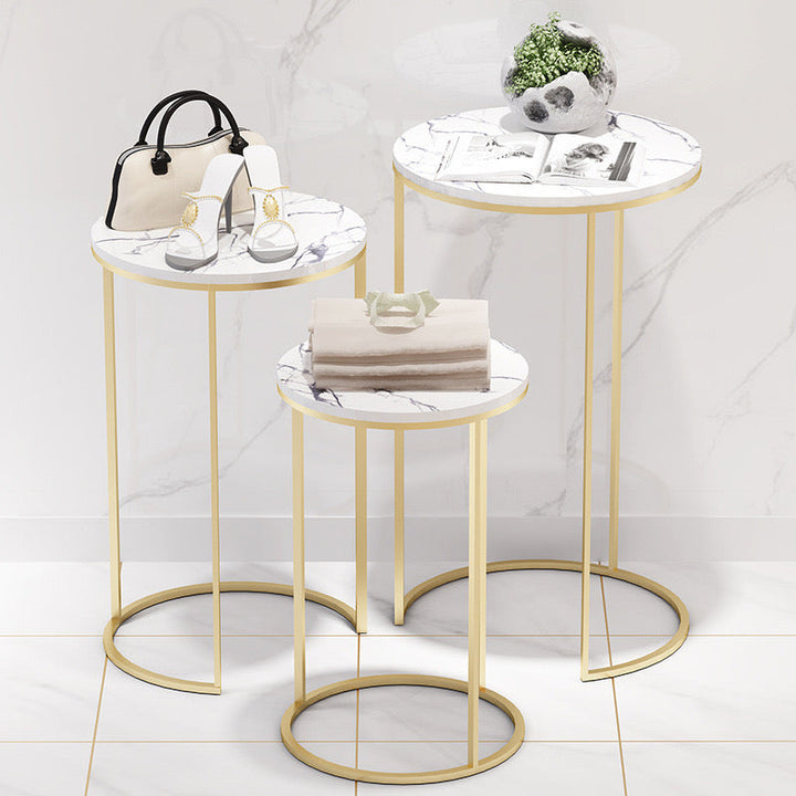Marble design accent table set