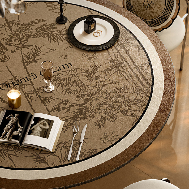 brown oriental charm round table mat 
