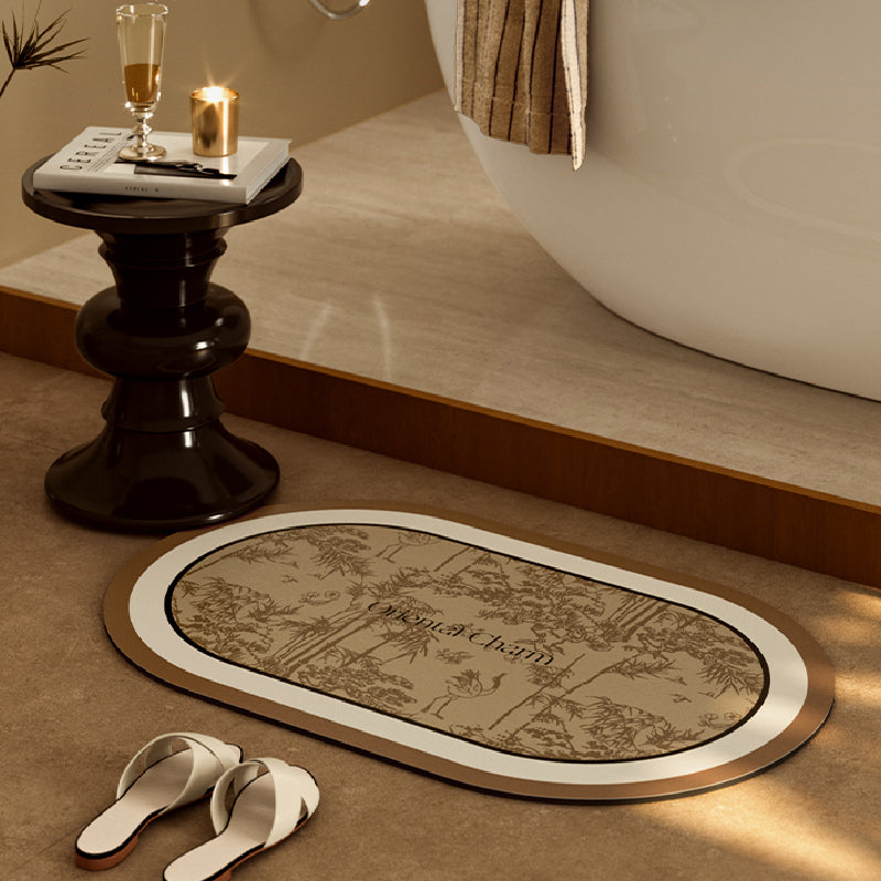 갈색 oriental charm bath mat 