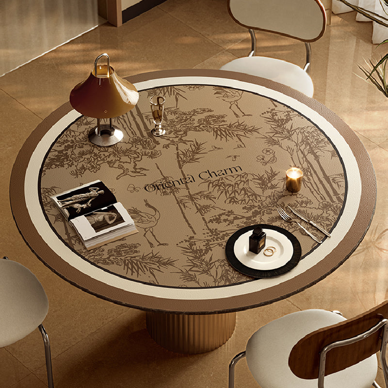 갈색 oriental charm round table mat 