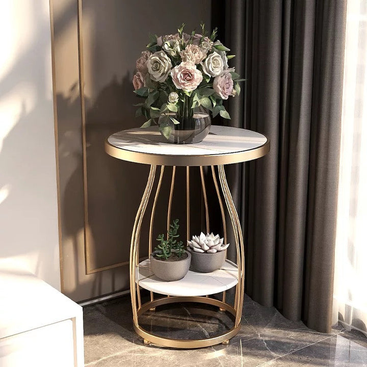 gold line marble side table