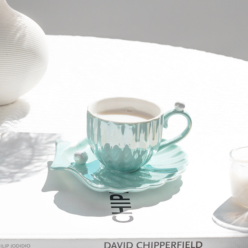 opal shell cup and saucer