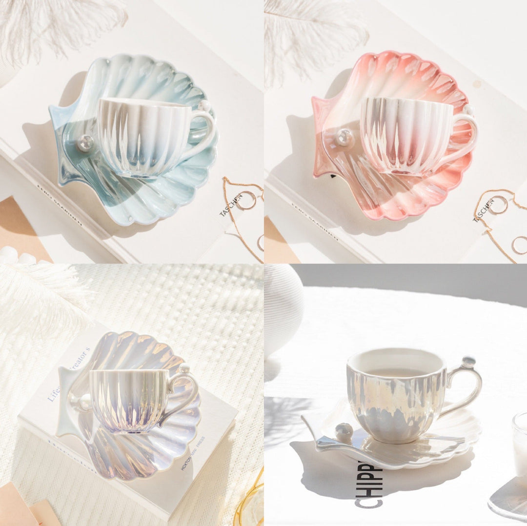opal shell cup and saucer