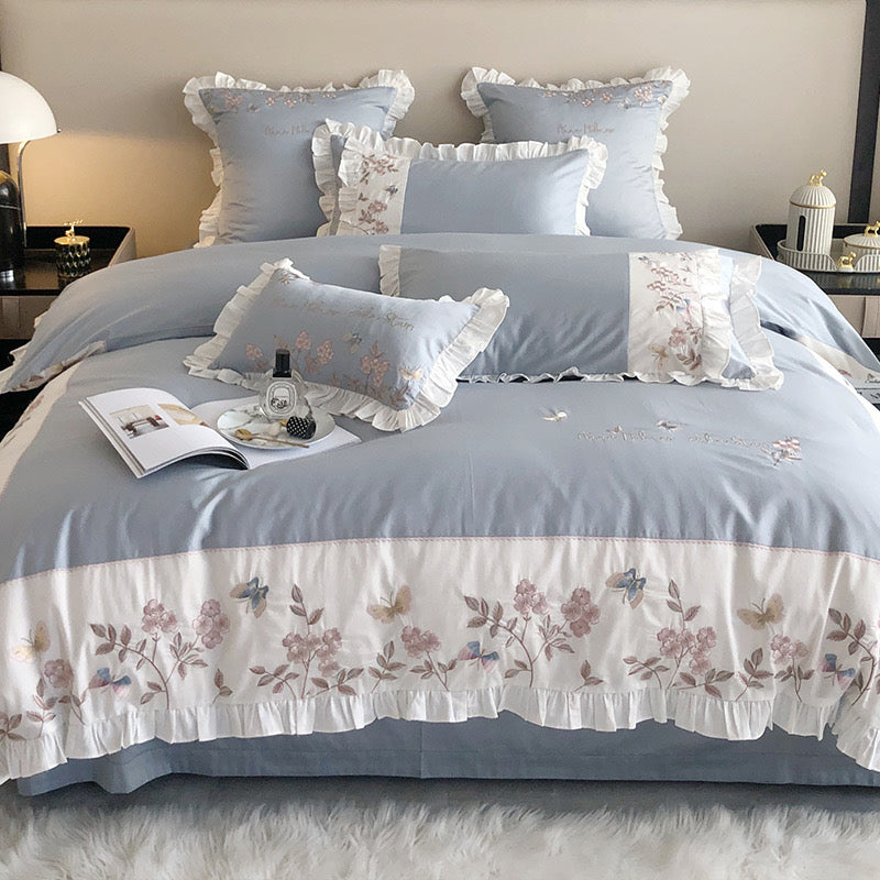 Flower design organza bedspread set of 4