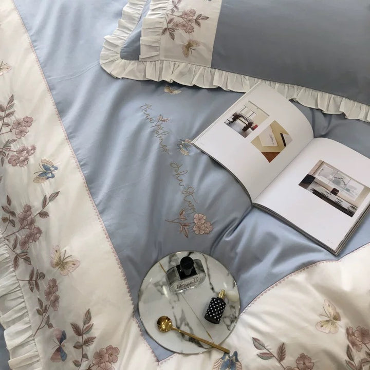 Flower design organza bedspread set of 4